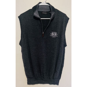 Carnoustie Golf Sweater Vest Mens XL Gray 1/4 Zip Wool 2010 US Open Pebble Beach